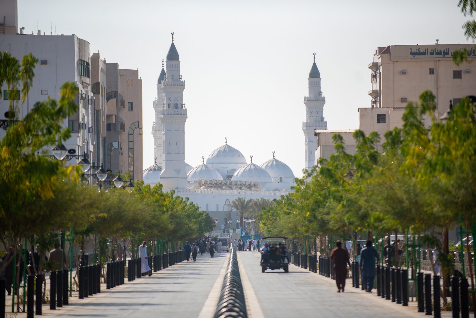The long avenue leading toward the Prophet's Mosque in Madinah