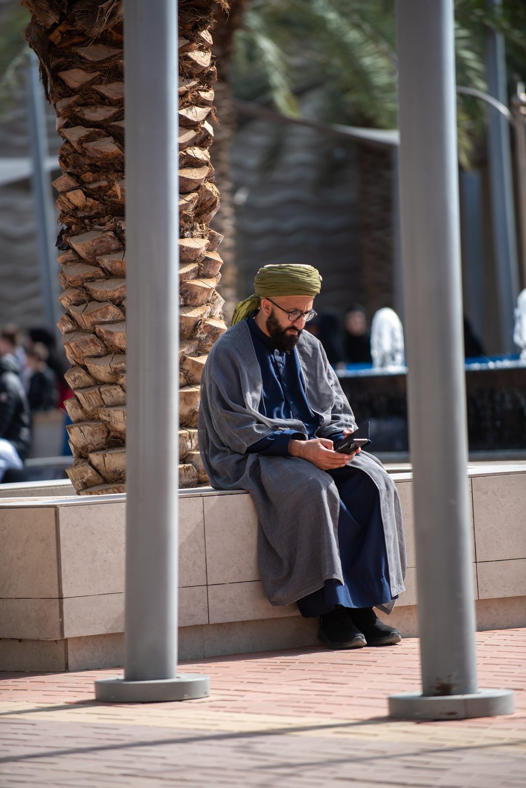 A scholar seated quietly beneath the palms