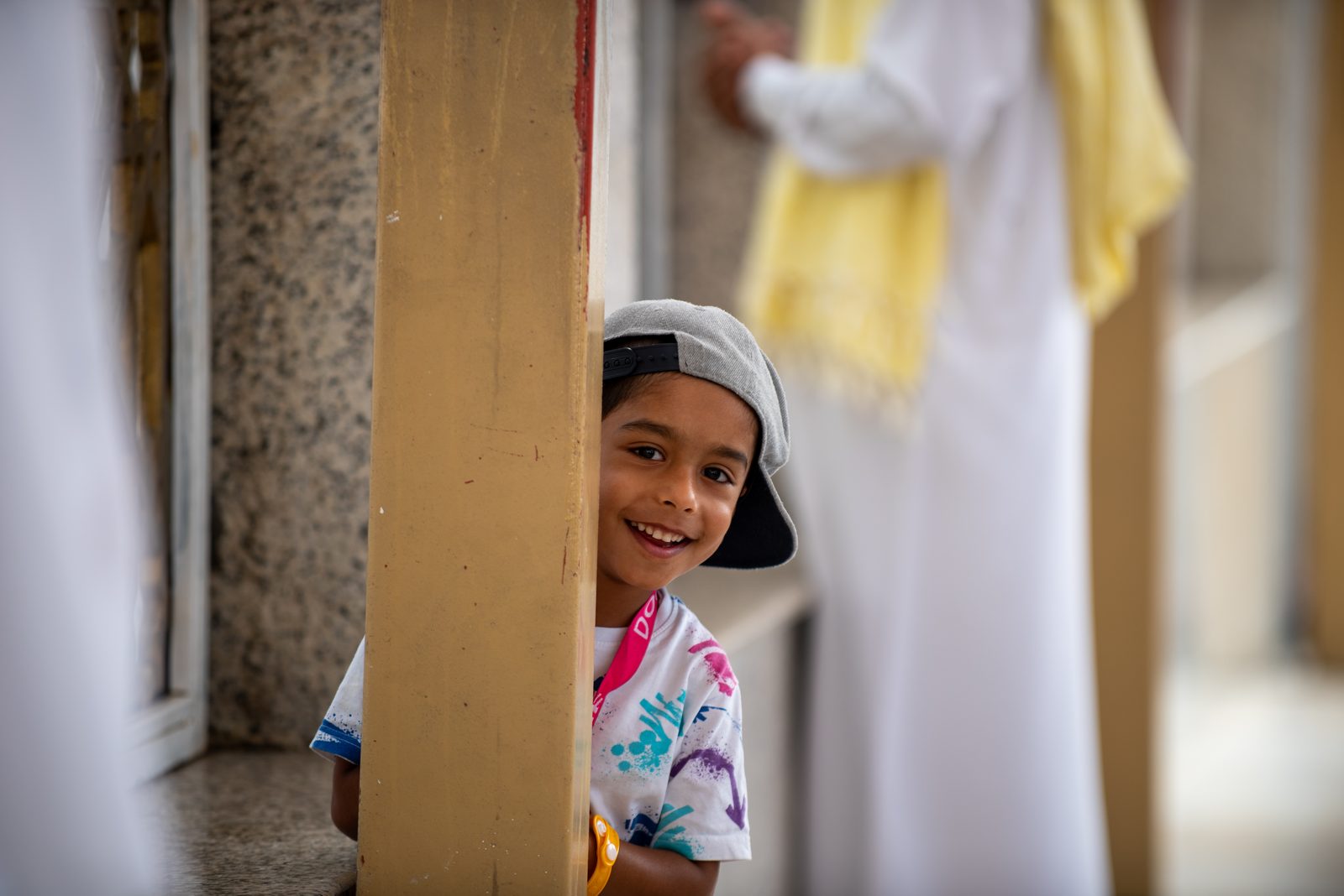 A young pilgrim smiling on the journey