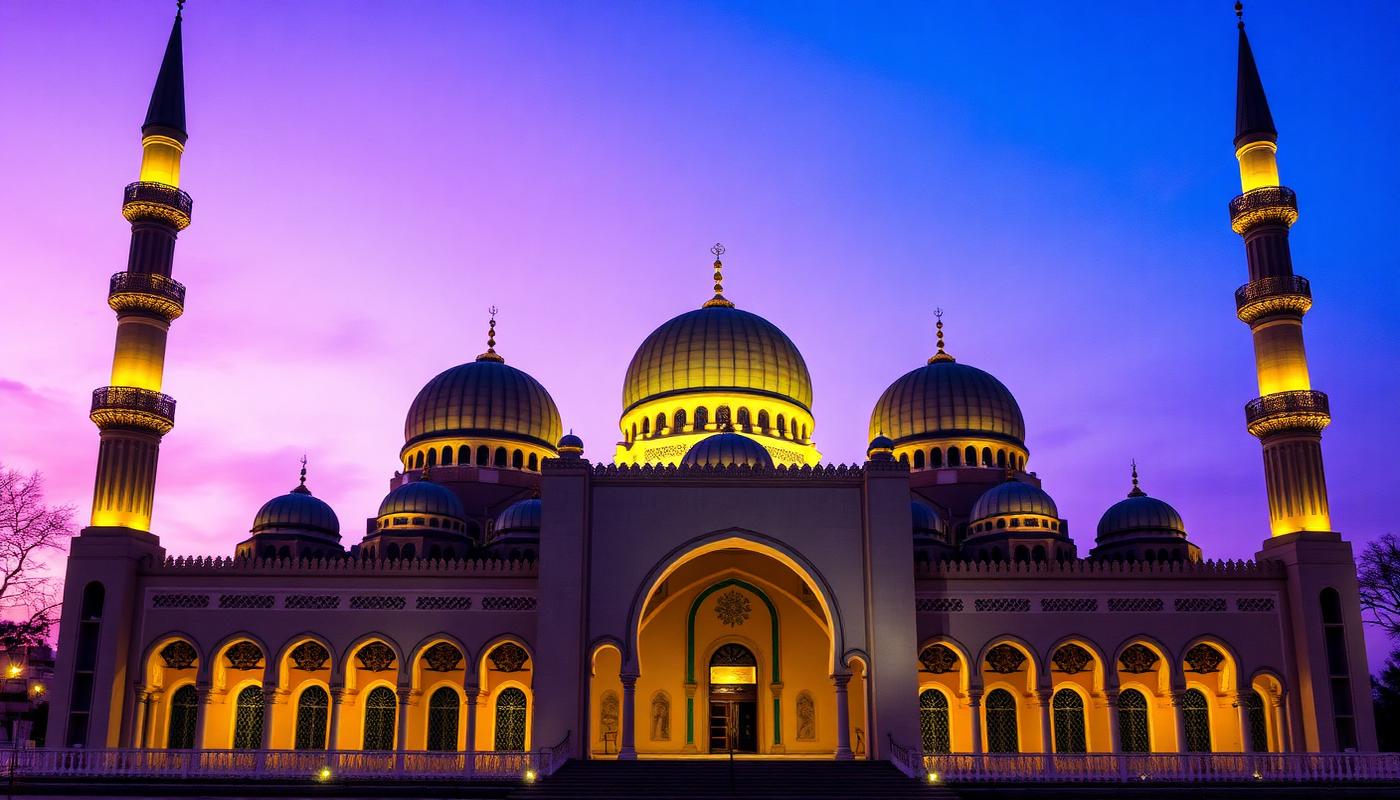 Mosque exterior at dusk